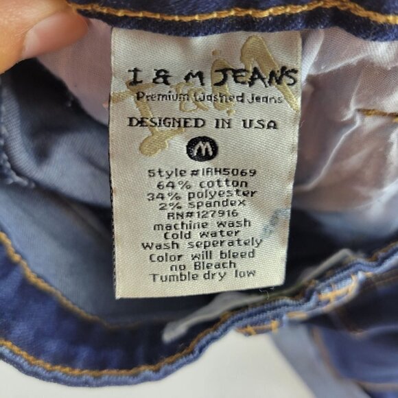 I&M Kylie High Rise Cuffed Shorts Stretch Denim Dark Wash Medium Womens NWT - Picture 5 of 12